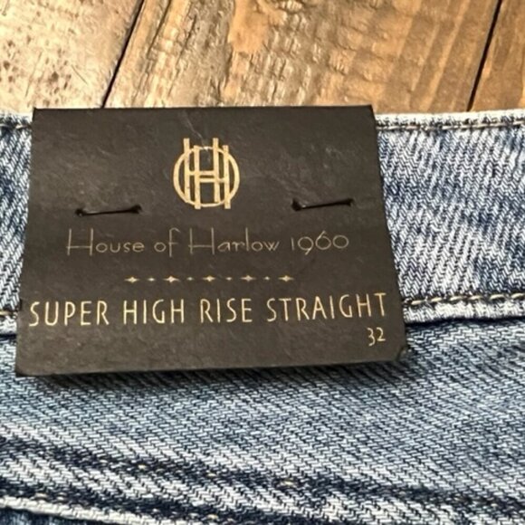 House of Harlow 1960 Super High Rise Straight Leg Jeans Split Hem Size 32 - Picture 5 of 7